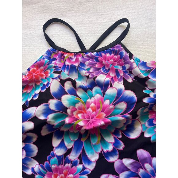 Maxine of Hollywood Floral Swim Top - Black, Blue, Pink - Picture 3 of 7